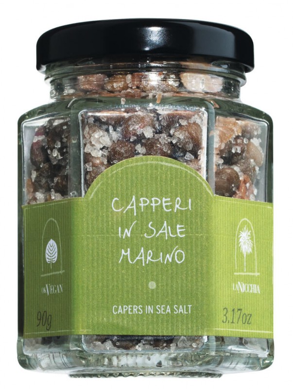 Capperi piccoli en vente marino, capres au sel marin, petit, La Nicchia - 90g - Verre