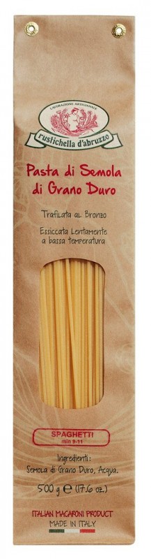 Spaghetti, nouilles de semoule de ble dur, Rustichella - 500g - paquet