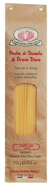 Capellini, pates a la semoule de ble dur, Rustichella - 500g - paquet