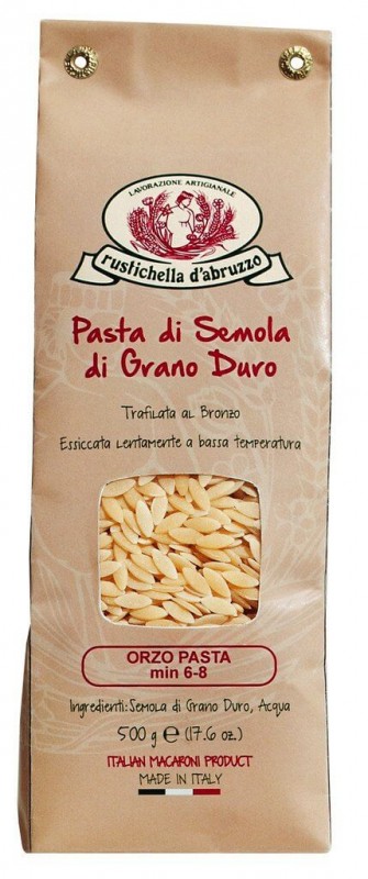 Pates orzo, pates a la semoule de ble dur, Rustichella - 500g - paquet