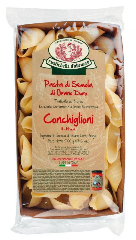 Conchiglioni, pates a la semoule de ble dur, Rustichella - 500g - paquet