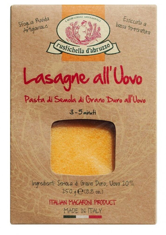 Lasagne all`uovo, nouilles aux oeufs, Rustichella - 250g - paquet