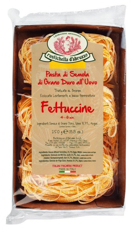 Fettuccine all`uovo, nouilles aux oeufs en nids, 4 mm, Rustichella - 250g - paquet