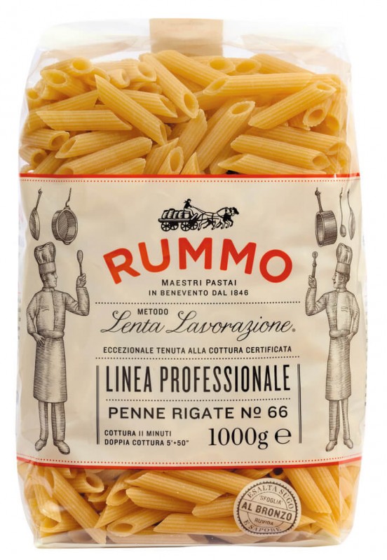 Penne rigate, Le Classiche, pates a la semoule de ble dur, rummo - 1 kg - Carton