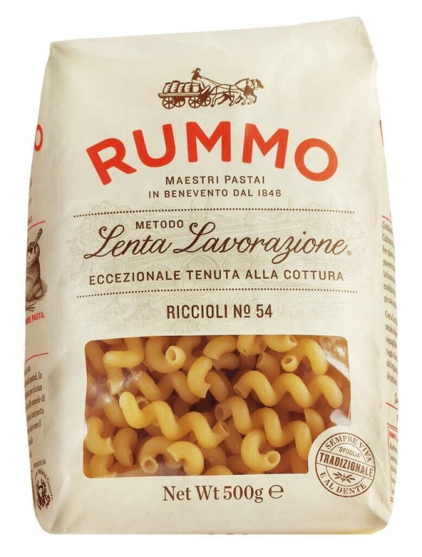 Riccioli, Le Classiche, pates a la semoule de ble dur, rummo - 500g - Carton