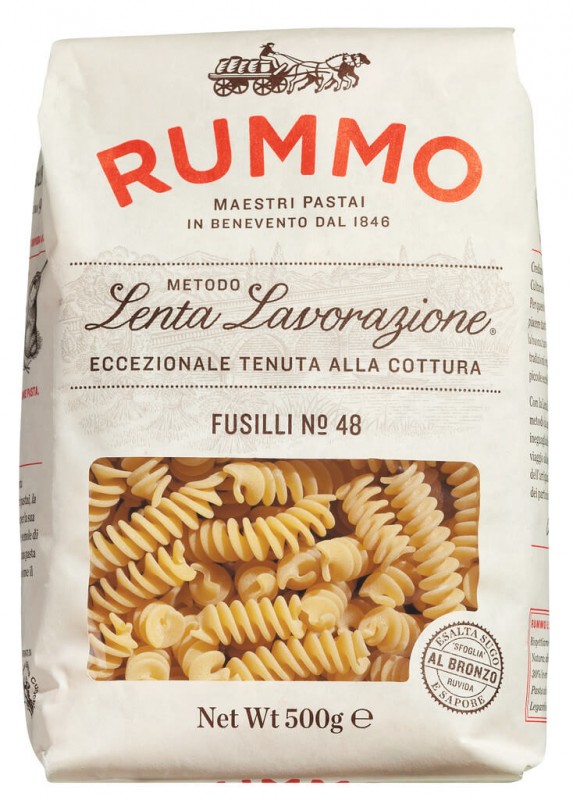 Fusilli, Le Classiche, pates a la semoule de ble dur, rummo - 500g - Carton