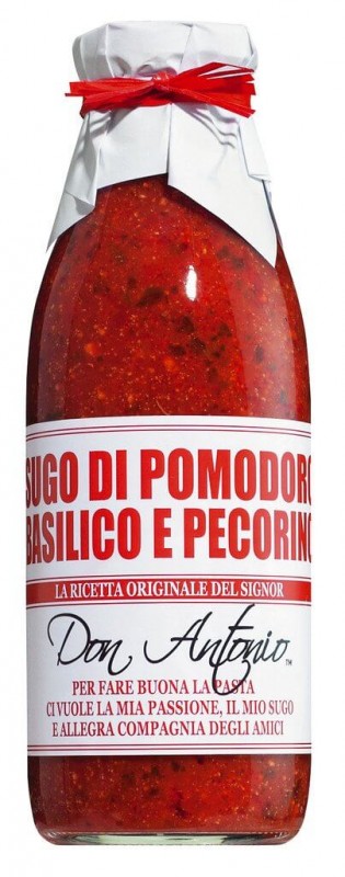 Sugo al basilico e pecorino, tomatsauce med basilikum og fårost, Don Antonio - 480 ml - flaske