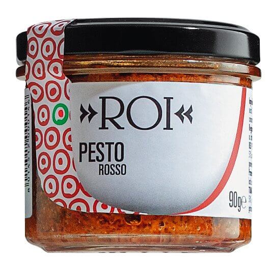 Pesto rosso, pesto de tomates sechees, Olio Roi - 90g - Verre