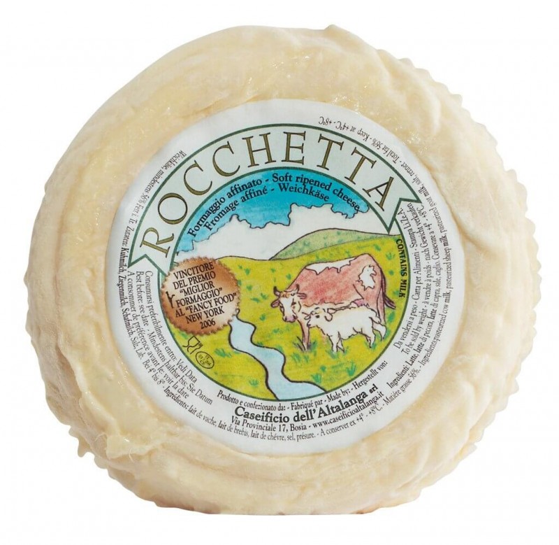 Robiola tre latti Rochetta, fromage a pate molle au lait de vache, de brebis et de chevre, Caseificio Alta Langa - 6 fois environ 300 g - kilos