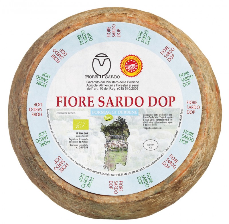 Fiore Sardo biologico, fromage de brebis sarde, affine environ 5-6 mois, biologique, Debbene - environ 3kg - Morceau