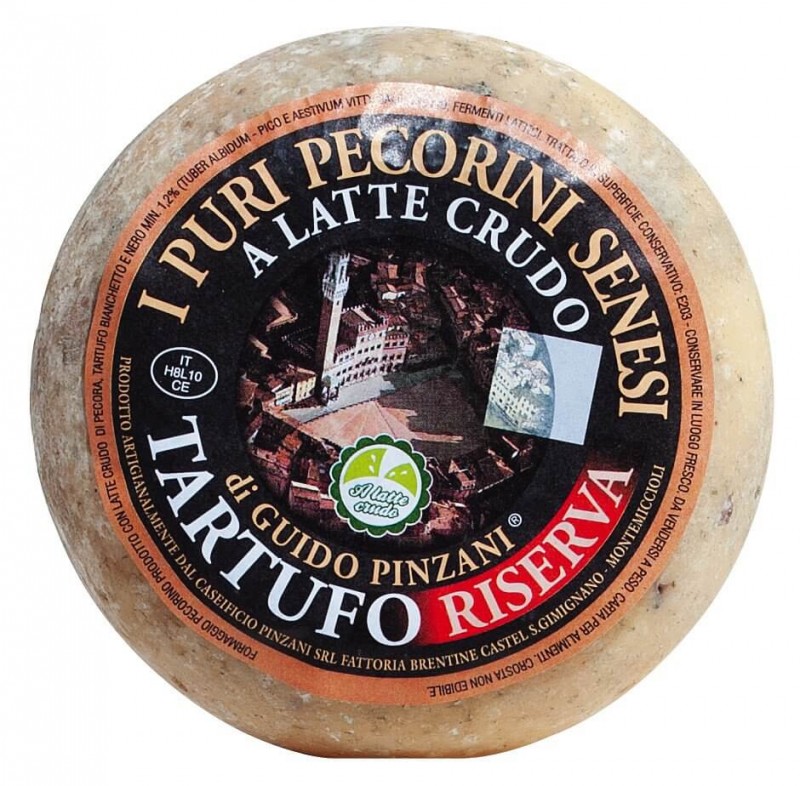 fromage de brebis toscan, avec des truffes, mÃ»rie Pecorino Riserva al Tartufo, stagionatura 6 mesi, Pinzani - environ 1,5 kg - kg