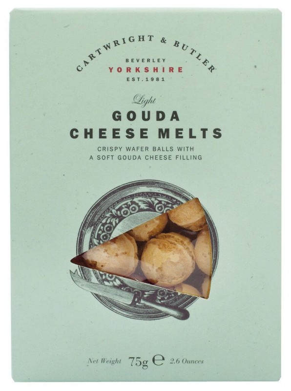 Gouda Cheese Melts, patisseries fourrees au fromage Gouda, Cartwright and Butler - 75g - paquet