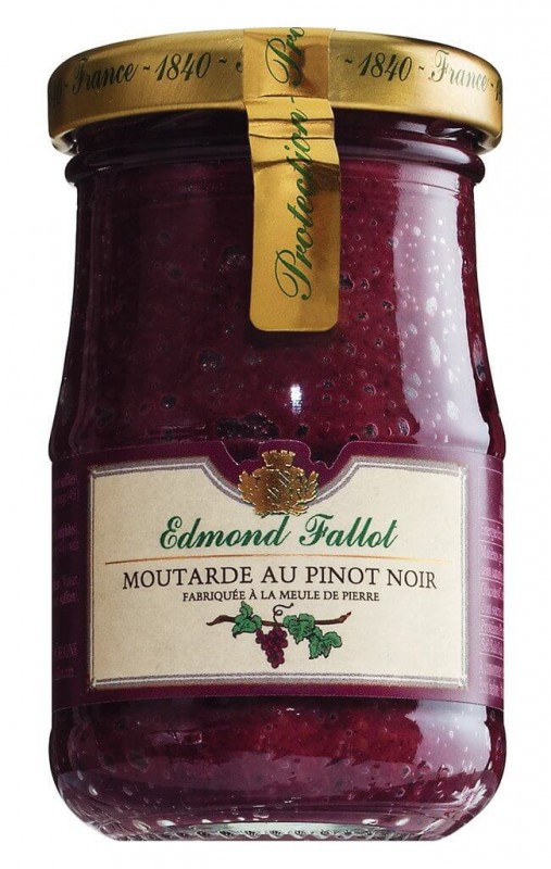 Moutarde avec Pinot Noir, Dijon sennep med Pinot Noir rødvin, Fallot - 105 g - glas