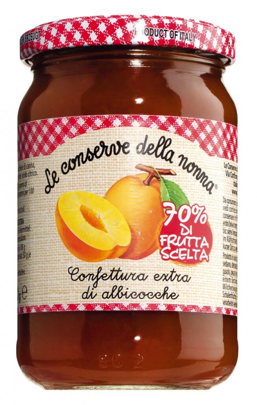 Confettura extra albicocca, confiture extra d`abricots, Le Conserve della Nonna - 330g - Verre