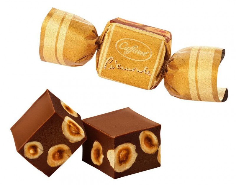 Piemonte, gianduia con nocciole, sfuso, Piemonte Gianduia cubes lait entier, produits en vrac, Caffarel - 1 000g - kilos