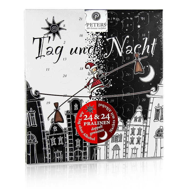 Advent dag en nacht, 48 deur, met alcohol, Peters - 275 g - doos