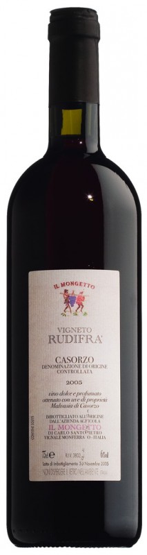 Malvasia di Casorzo DOC Rudifra, Dessertwein, moussierend, Il Mongetto - 0,75 l - Flasche