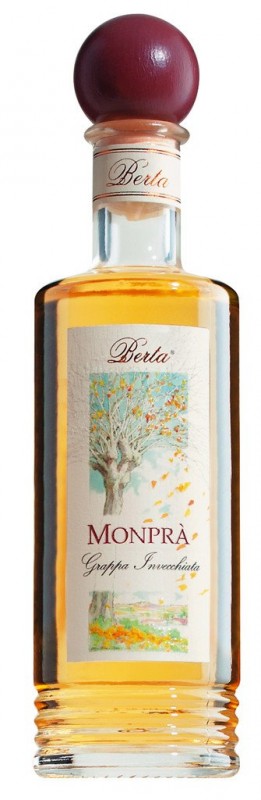 Monpra, Grappa invecchiata, Grappa aus Barbera-+ Nebbiolo-Trester, Berta - 0,2 l - Flasche