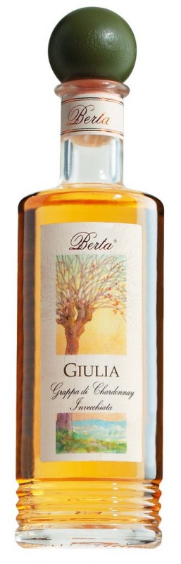 Giulia, Grappa invecchiata, Grappa aus Chardonnay- und Cortese-Trester, Berta - 0,2 l - Flasche