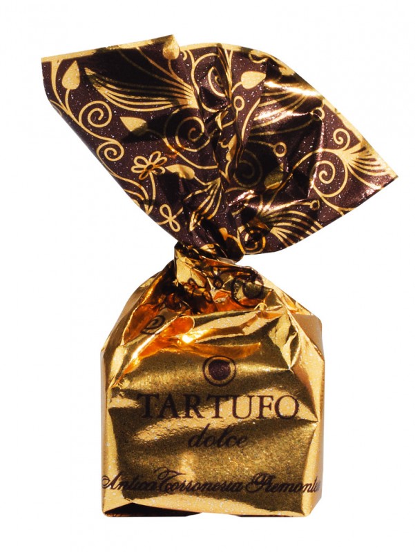 Tartufi dolci neri incarto oro, astuccio, zwarte chocoladetruffel, geschenkverpakking van 9, Antica Torroneria Piemontese - 125 g - pak