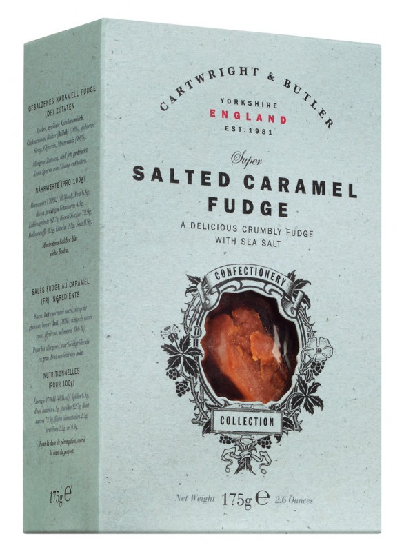 Salted Caramel Fudge, Weichkaramell mit Butter und Meersalz, Cartwright & Butler - 175 g - Packung