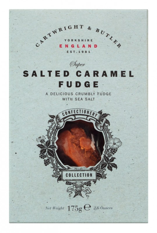 Salted Caramel Fudge, zachte karamel met boter en zeezout, Cartwright en Butler - 175 g - pak