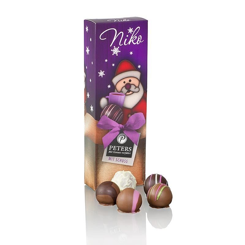 Weihnachts Pralinen - Niko, mit Alkohol, Peters - 62 g, 5 Stück - Schachtel