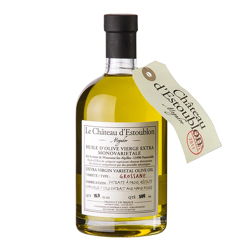 Huile d`olive extra vierge, issue des olives Grossane, Chateau d`Estoublon - 500 ml - Bouteille