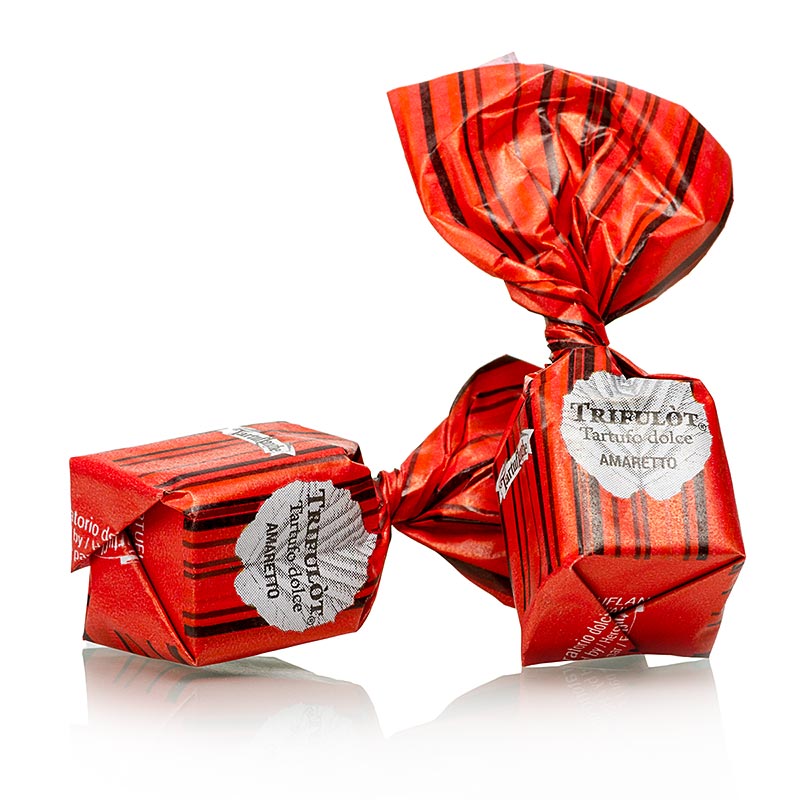 Mini pralines aux truffes de Tartuflanghe Tartufo Dolce di Alba AMARETTO aux amandes a 7g, papier rouge - 200g - sac