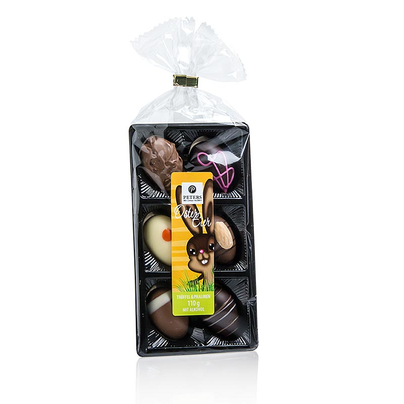 OEufs de Paques aux pralines et aux truffes, avec alcool, Peters - 110 g - emballage sous blister