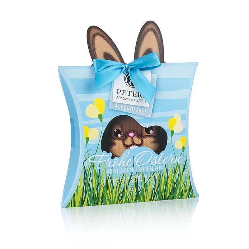 Frohe Ostern gewickelte Trüffeleier, alkoholfrei, Peters (blau) - 120 g - Packung