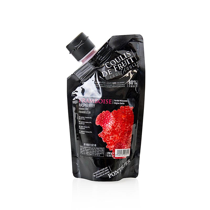 Coulis framboise, sauce, sucre Ponthier 20% - 250 g - sac