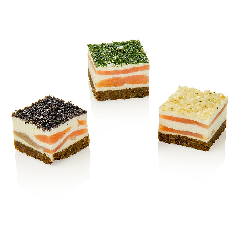 Confiserie de saumon fumé, cream cheese et raifort sur pumpernickel - 240 g, 24 x 10 g - carton