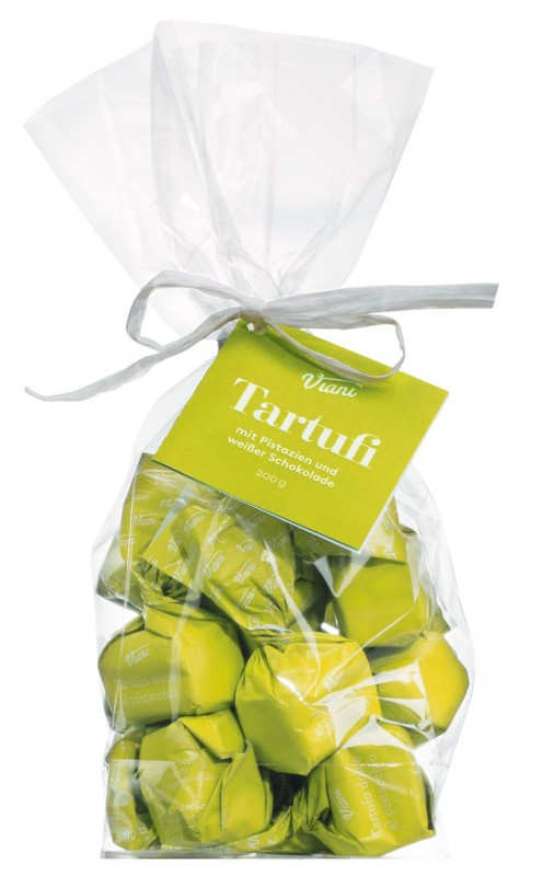 Tartufi dolci al pistacchio, sacchetto, hvid chokolade-praline med pistacienødder, viani - 200 g - taske