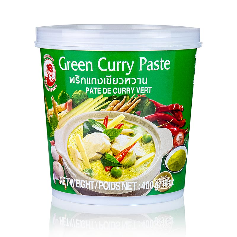 Pate de curry, vert, marque de coq - 400g - Tasse