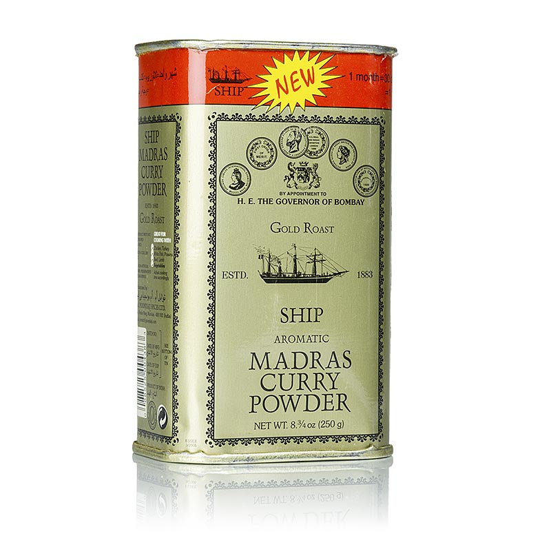 Poudre de curry madras - rôti d`or, boîte verte, poonjiaji - 250 g - Peut