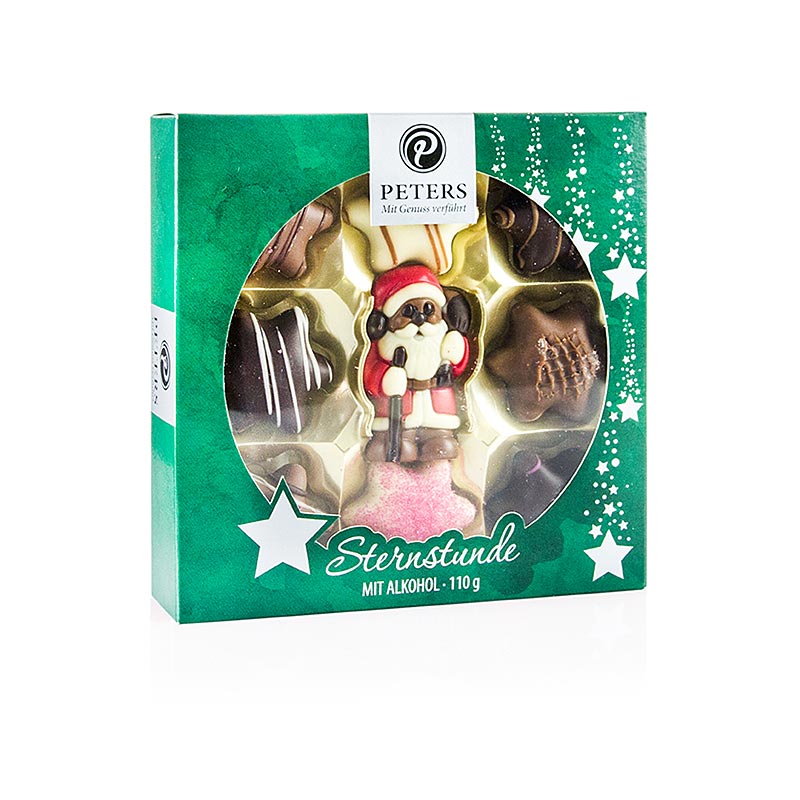 Kerstchocolade - Sternstunde, groen, met alcohol, 9 stuks, Peters - 110 g - doos