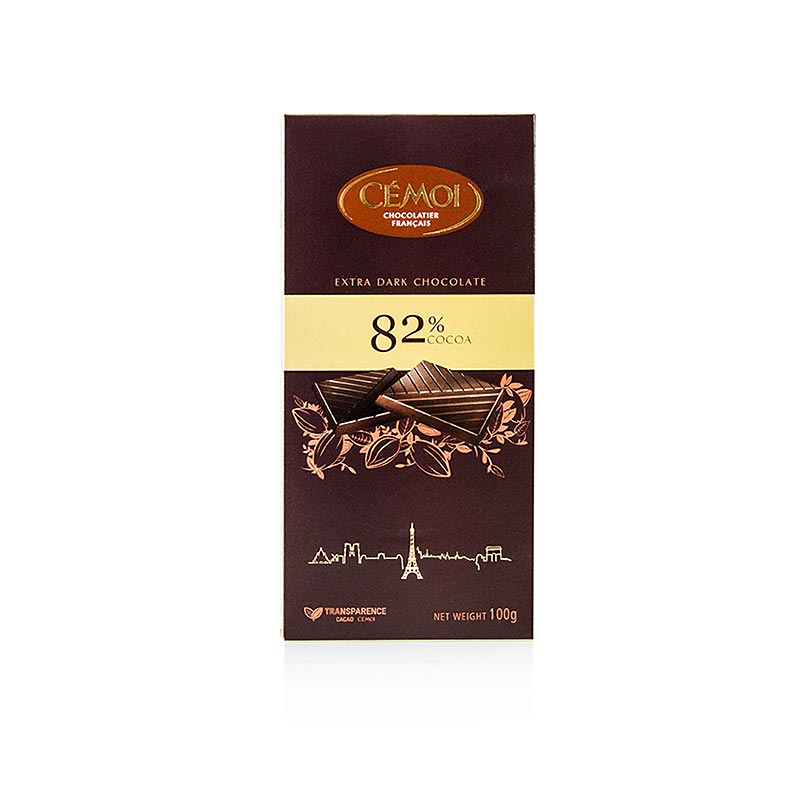 Tablette de chocolat - noir 82% cacao, Cemoi - 100g - Papier