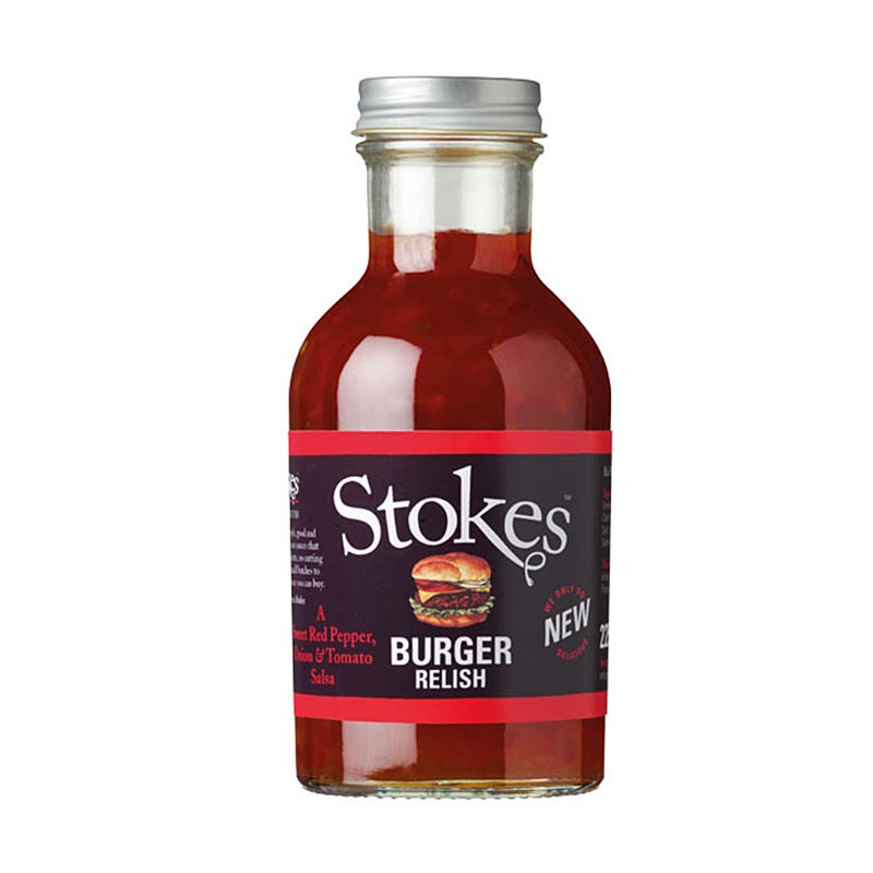 Stokes Burger Relish, salsa aux poivrons rouges et tomates - 265 ml - Bouteille