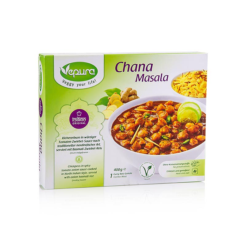 Chana Masala - pois chiches a la sauce tomate-oignons avec riz basmati - 400 g - pack