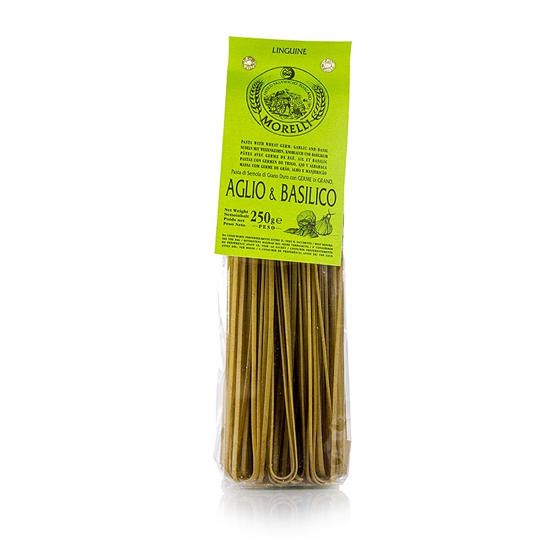 Linguine Morelli 1860, a l`ail, basilic et germe de ble - 250 g - sac