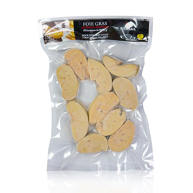 Duck foie gras, slices approx. 40-60g, Malvasia - 500 g, 10 pieces - bag