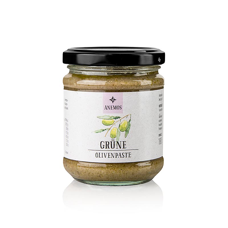 Pate d`olive - tapenade, verte, d`olives Chalkediki, ANEMOS - 180g - Verre