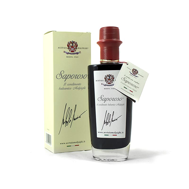 Condiment Balsamique Saporoso, 6 ans, fut de chene et acacia, Malpighi - 200 ml - Bouteille