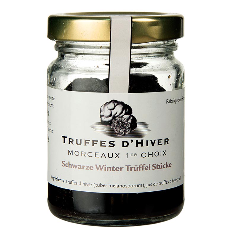 Truffe noble d`hiver (Tuber melanosporum), 1er Choix, morceaux de truffe, Gaillard - 50 g - verre