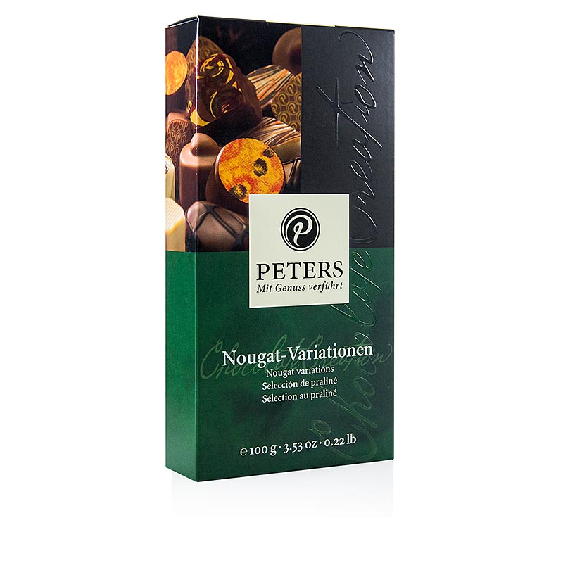 Pralines - melange de variantes de nougat, 8 pieces, Peters - 100g, 8 pieces - boite