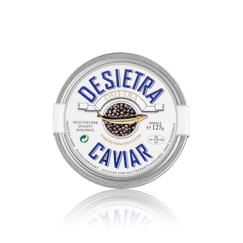 Desietra Osietra Caviar Acipenser gueldenstaedtii, Aquaculture Allemagne - 125g - peut