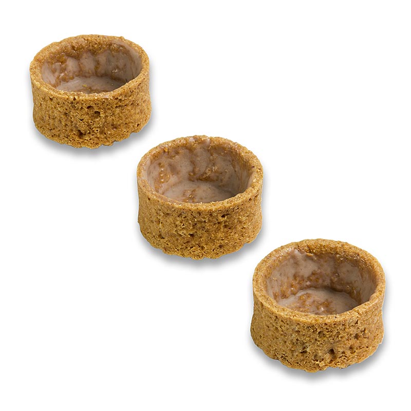 Tartelettes dessert a base de biscuits Graham, enrobees, Ø 35 x 17 mm h - 1,05 kg, 210 pieces - Papier carton