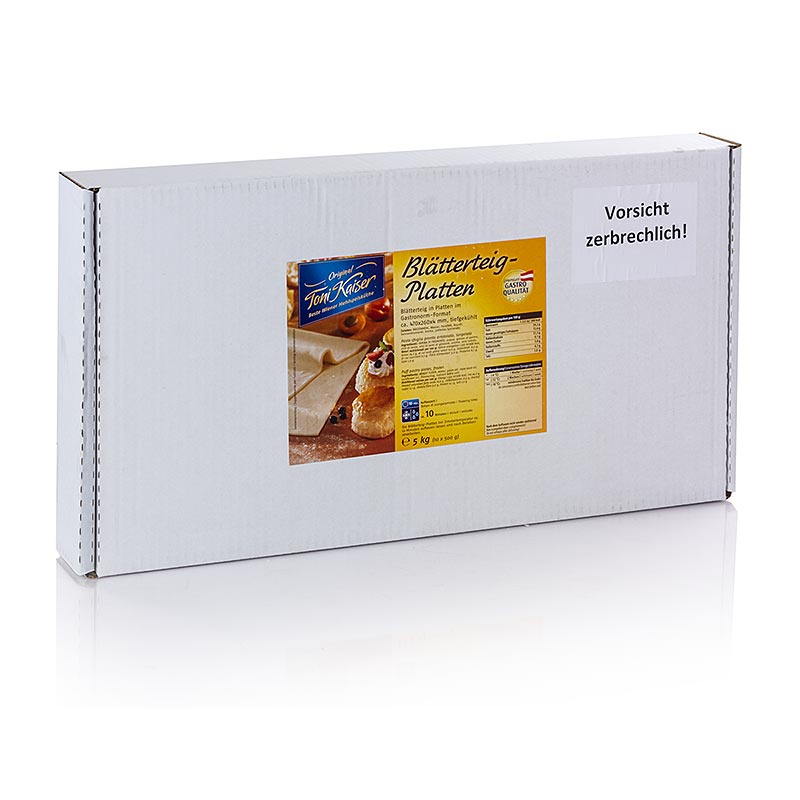 Pate feuilletee, feuilles de 47 x 26 x 0,4 cm, Toni Kaiser - 5kg, 10x500g - Papier carton