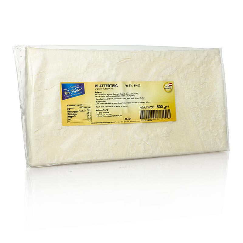 Pate feuilletee, blocs de 34,5 x 17,5 x 1,7 cm - 6kg, 4x1500g - Papier carton